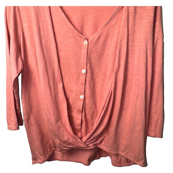 Pure Jill Medium Pink Draped Front Top - Picture 2 of 4